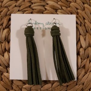 Olive green tassel earrings